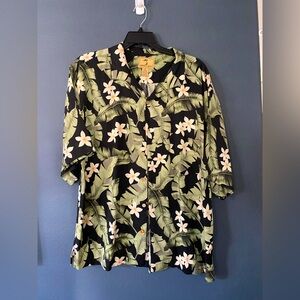 Men’s Hawaiian Jaxx tropical collared shirt XL black floral Hawaii